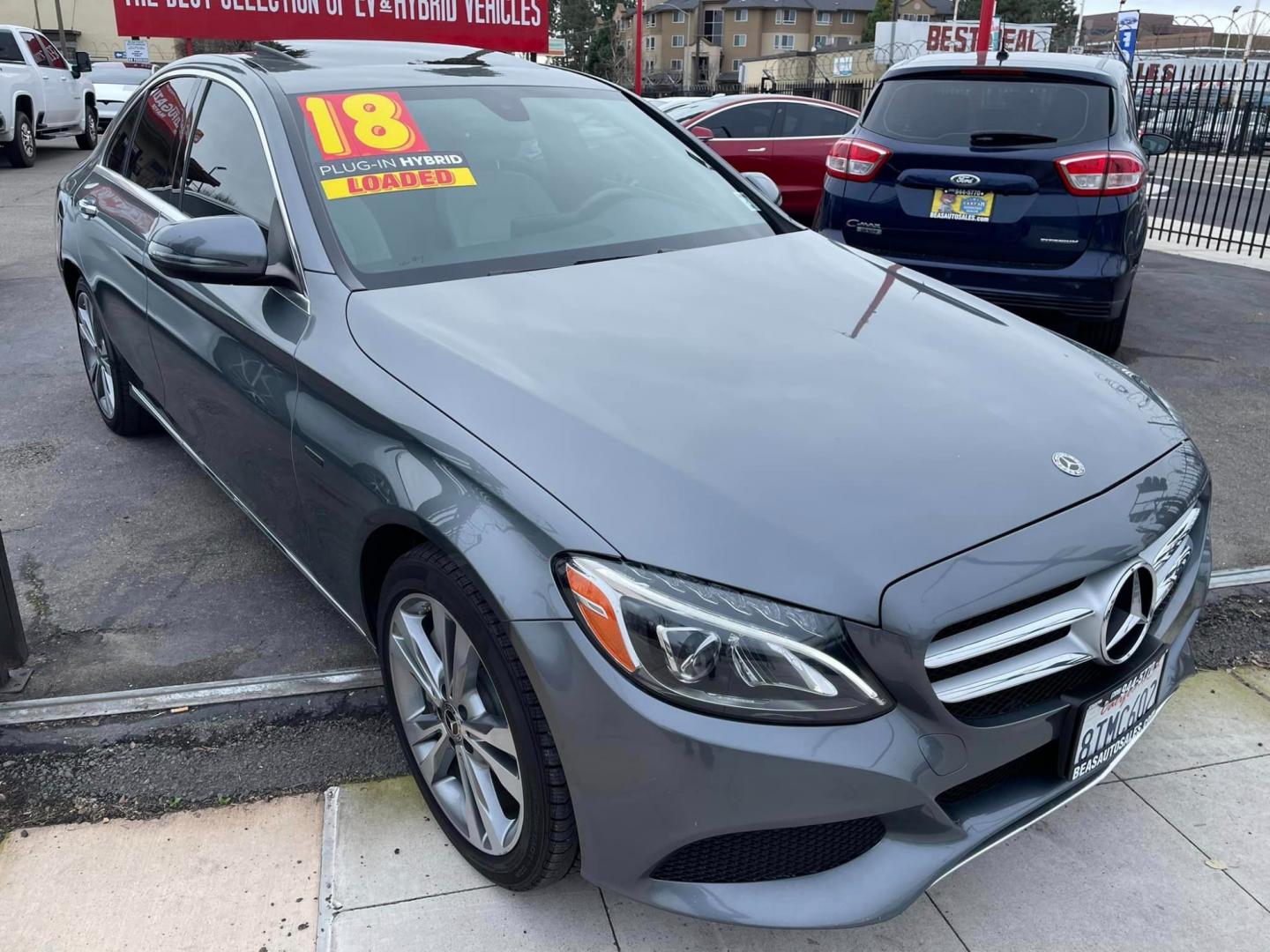 2018 GRAY /BLACK Mercedes-Benz C-Class Hybrid (55SWF4HB6JU) , located at 744 E Miner Ave, Stockton, CA, 95202, (209) 944-5770, 37.956863, -121.282082 - Photo#1